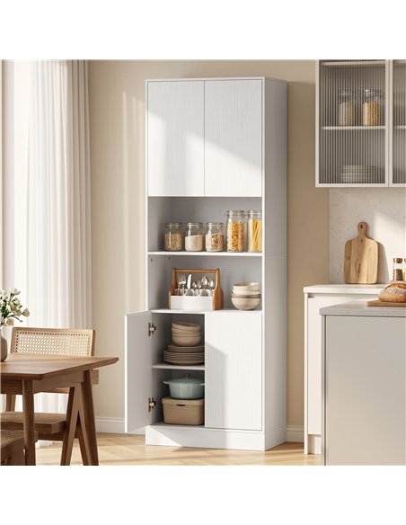 HOMCOM 170 cm Kitchen Pantry Cabinet, Freestanding Storage Cabinet with Soft-Close Hinges, White Wood Effect - pic 208432 | FastDaddyshop