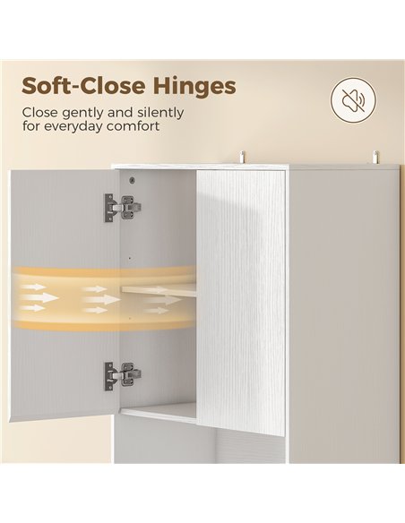 HOMCOM 170 cm Kitchen Pantry Cabinet, Freestanding Storage Cabinet with Soft-Close Hinges, White Wood Effect - pic 208435 | FastDaddyshop
