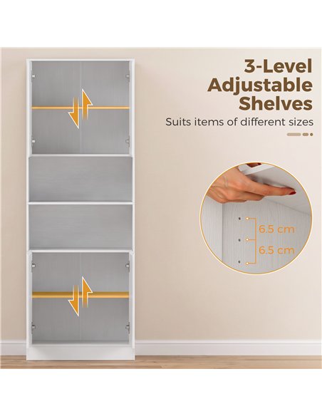 HOMCOM 170 cm Kitchen Pantry Cabinet, Freestanding Storage Cabinet with Soft-Close Hinges, White Wood Effect - pic 208436 | FastDaddyshop