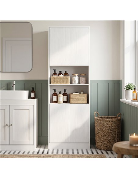 HOMCOM 170 cm Kitchen Pantry Cabinet, Freestanding Storage Cabinet with Soft-Close Hinges, White Wood Effect - pic 208438 | FastDaddyshop