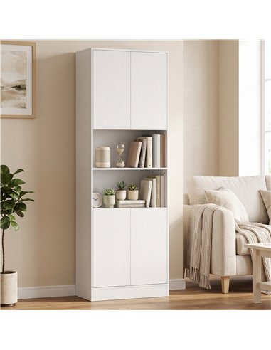 HOMCOM 170 cm Kitchen Pantry Cabinet, Freestanding Storage Cabinet with Soft-Close Hinges, White Wood Effect