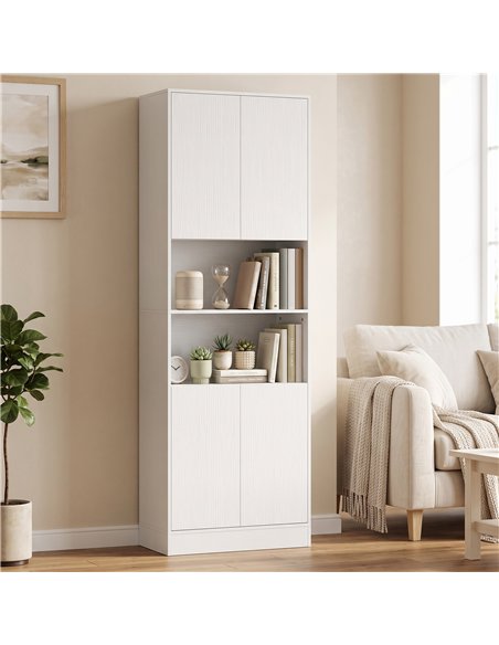 HOMCOM 170 cm Kitchen Pantry Cabinet, Freestanding Storage Cabinet with Soft-Close Hinges, White Wood Effect - pic 208439 | FastDaddyshop