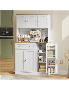 HOMCOM 173 cm Tall Kitchen Cupboard with Charging Station, Pantry Storage Cabinet with Adjustable Shelves and 4 Door Racks 2