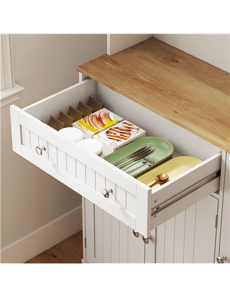HOMCOM 173 cm Tall Kitchen Cupboard with Charging Station, Pantry Storage Cabinet with Adjustable Shelves and 4 Door Racks - pic 208457 | FastDaddyshop