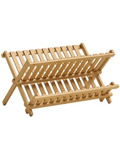 HOMCOM Kitchen Storage Unit, 2-Tier Foldable Kitchen Storage Rack with Slatted Draining Shelves, Natural Wood Finish
