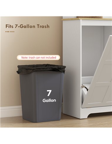 HOMCOM 175cm Tall Kitchen Cabinet, Kitchen Cupboard with Rubbish Bin Cabinet, 3 Door Shelves and 2 Acrylic Doors, White