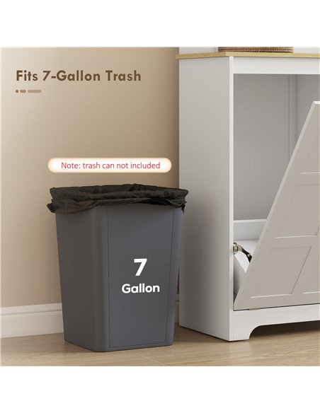 HOMCOM 175cm Tall Kitchen Cabinet, Kitchen Cupboard with Rubbish Bin Cabinet, 3 Door Shelves and 2 Acrylic Doors, White - pic 208481 | FastDaddyshop