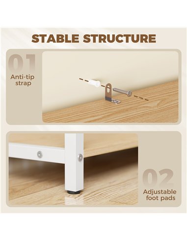 HOMCOM Kitchen Storage Rack with Power Outlet, USB and Type-C Ports, Drawer, Shelves and 4 Hooks, Oak and White