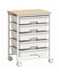 HOMCOM 6-Tier Storage Trolley on Wheels, Metal Kitchen Rolling Cart with 5 Pull-Out Drawers, White