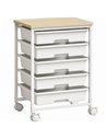 HOMCOM 6-Tier Storage Trolley on Wheels, Metal Kitchen Rolling Cart with 5 Pull-Out Drawers, White