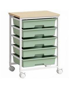 HOMCOM 6-Tier Storage Trolley on Wheels, Metal Kitchen Rolling Cart with 5 Pull-Out Drawers, Green