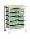 HOMCOM 6-Tier Storage Trolley on Wheels, Metal Kitchen Rolling Cart with 5 Pull-Out Drawers, Green