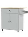 HOMCOM Kitchen Island with Drop Leaf, Rolling Kitchen Storage Trolley on Wheels with Drawer, Spice Rack and Towel Rack, Grey