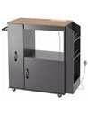 HOMCOM Kitchen Trolley on Wheels, Rolling Kitchen Island Cart with Power Outlet, Cabinet, Pull-Out Drawer, Grey