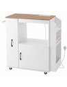 HOMCOM Kitchen Trolley on Wheels, Rolling Kitchen Island Cart with Power Outlet, Cabinet, Pull-Out Drawer, White