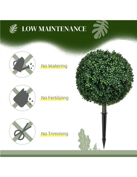 HOMCOM Artificial Boxwood Trees w/ Ground Stake, Set of 2 Ball Shaped Topiary Trees for Home Office & Living Room, UV Resistant - pic 208570 | FastDaddyshop