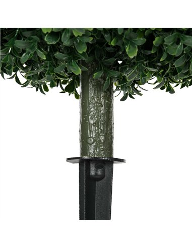 HOMCOM Artificial Boxwood Trees w/ Ground Stake, Set of 2 Ball Shaped Topiary Trees for Home Office & Living Room, UV Resistant