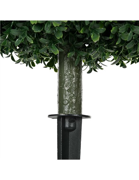 HOMCOM Artificial Boxwood Trees w/ Ground Stake, Set of 2 Ball Shaped Topiary Trees for Home Office & Living Room, UV Resistant - pic 208573 | FastDaddyshop