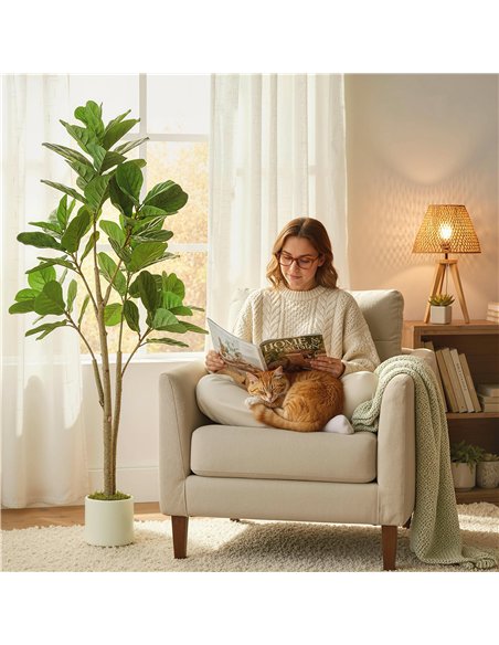 HOMCOM 150cm Artificial Ficus Tree - Green - pic 208577 | FastDaddyshop