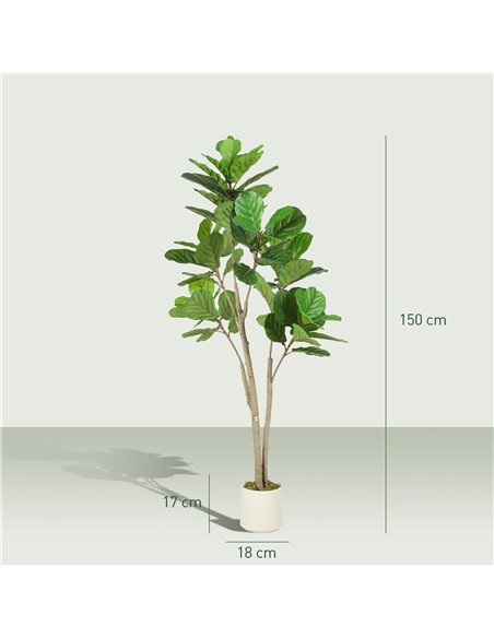 HOMCOM 150cm Artificial Ficus Tree - Green - pic 208578 | FastDaddyshop