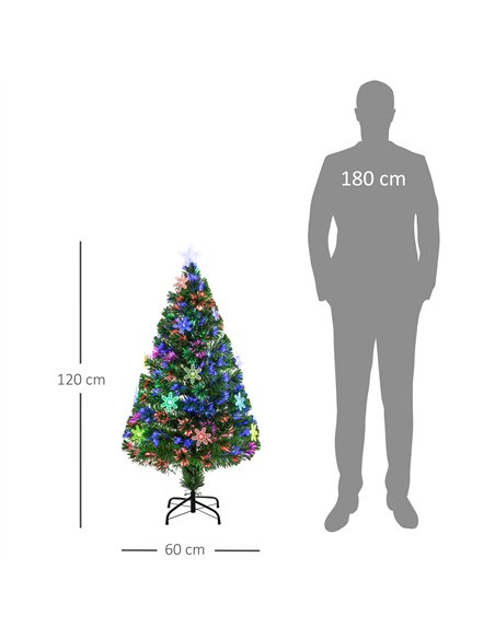 HOMCOM 4FT Green Fibre Optic Artificial Christmas Tree Xmas Colourful LED Scattered Tree with Snowflakes Ornaments Fireproofing - pic 208586 | FastDaddyshop