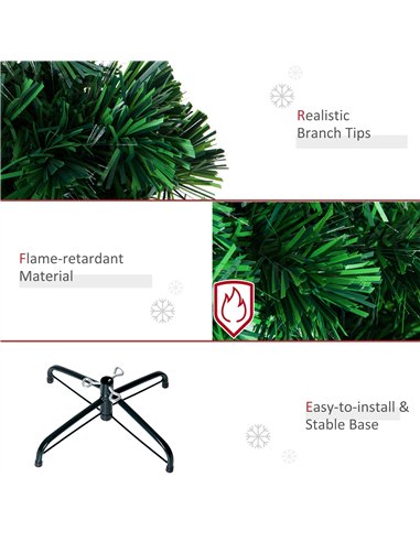 HOMCOM 4FT Green Fibre Optic Artificial Christmas Tree Xmas Colourful LED Scattered Tree with Snowflakes Ornaments Fireproofing