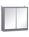 HOMCOM Bathroom Double Door Mirror Cabinet Wall Mounted Storage, Grey
