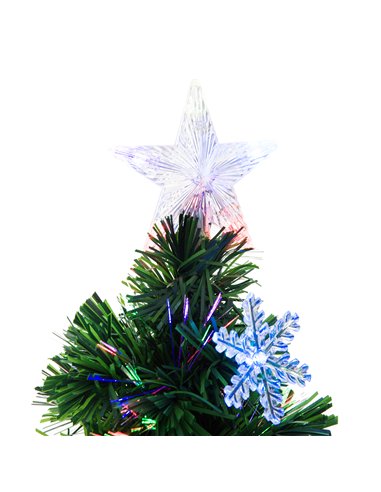 HOMCOM 4FT Green Fibre Optic Artificial Christmas Tree Xmas Colourful LED Scattered Tree with Snowflakes Ornaments Fireproofing