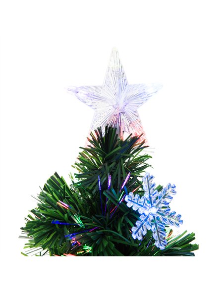 HOMCOM 4FT Green Fibre Optic Artificial Christmas Tree Xmas Colourful LED Scattered Tree with Snowflakes Ornaments Fireproofing - pic 208590 | FastDaddyshop