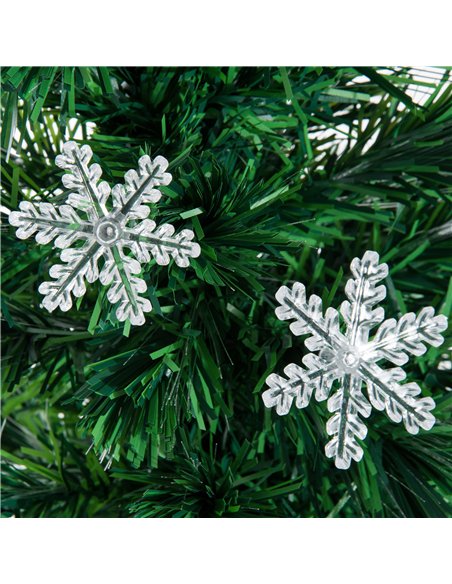HOMCOM 4FT Green Fibre Optic Artificial Christmas Tree Xmas Colourful LED Scattered Tree with Snowflakes Ornaments Fireproofing - pic 208591 | FastDaddyshop