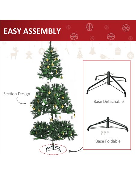 HOMCOM 1.8m 6ft Pre-Lit Artificial Christmas Tree 200 LED Xmas Tree Holiday Décor with Decorative Balls Ornament Metal Stand - pic 208598 | FastDaddyshop