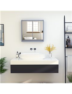 HOMCOM Bathroom Double Door Mirror Cabinet Wall Mounted Storage, Grey 2