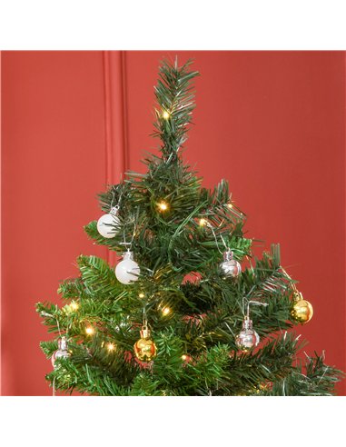 HOMCOM 1.8m 6ft Pre-Lit Artificial Christmas Tree 200 LED Xmas Tree Holiday Décor with Decorative Balls Ornament Metal Stand