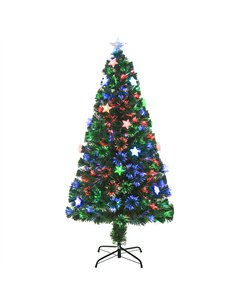 HOMCOM 5FT Prelit Artificial Christmas Tree Fibre Optic Star LED Light Holiday Home Xmas Decoration with LED Light for Indoor Pa