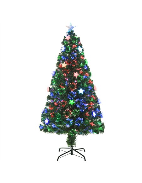 HOMCOM 5FT Prelit Artificial Christmas Tree Fibre Optic Star LED Light Holiday Home Xmas Decoration with LED Light for Indoor Pa - pic 208602 | FastDaddyshop
