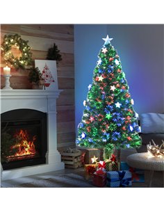 HOMCOM 5FT Prelit Artificial Christmas Tree Fibre Optic Star LED Light Holiday Home Xmas Decoration with LED Light for Indoor Pa 2