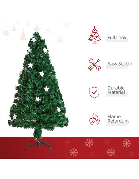 HOMCOM 5FT Prelit Artificial Christmas Tree Fibre Optic Star LED Light Holiday Home Xmas Decoration with LED Light for Indoor Pa - pic 208605 | FastDaddyshop