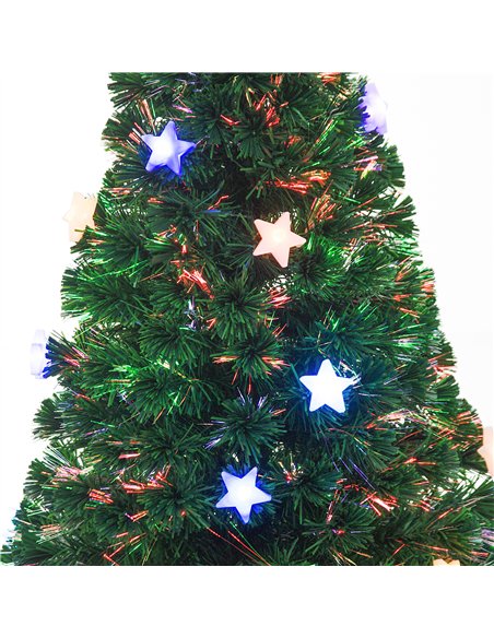 HOMCOM 5FT Prelit Artificial Christmas Tree Fibre Optic Star LED Light Holiday Home Xmas Decoration with LED Light for Indoor Pa - pic 208609 | FastDaddyshop