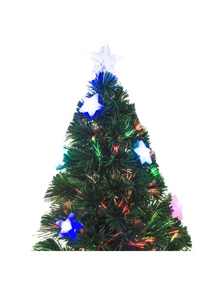 HOMCOM 5FT Prelit Artificial Christmas Tree Fibre Optic Star LED Light Holiday Home Xmas Decoration with LED Light for Indoor Pa - pic 208610 | FastDaddyshop