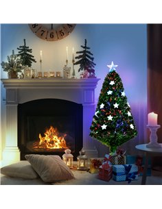 HOMCOM 4FT Prelit Artificial Christmas Tree Fibre Optic Star LED Light Holiday Home Xmas Decoration with LED Light for Indoor Pa 2