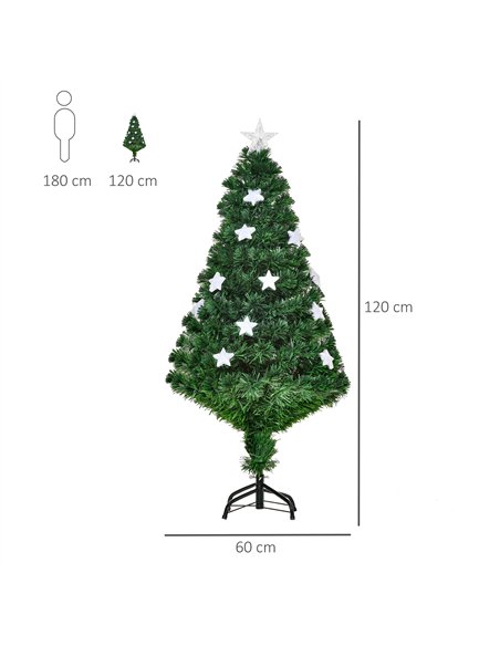 HOMCOM 4FT Prelit Artificial Christmas Tree Fibre Optic Star LED Light Holiday Home Xmas Decoration with LED Light for Indoor Pa - pic 208613 | FastDaddyshop