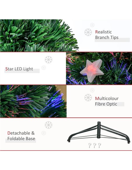 HOMCOM 4FT Prelit Artificial Christmas Tree Fibre Optic Star LED Light Holiday Home Xmas Decoration with LED Light for Indoor Pa - pic 208617 | FastDaddyshop