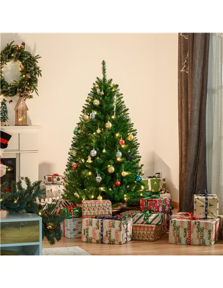 HOMCOM 5FT Christmas Tree Warm White LED Light Holiday Home Decoration, Green - pic 208621 | FastDaddyshop