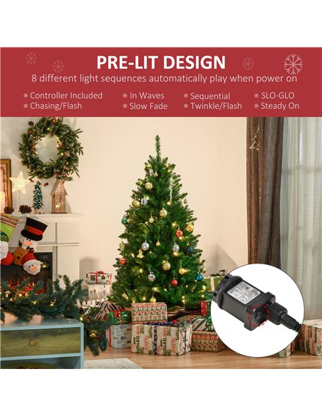 HOMCOM 5FT Christmas Tree Warm White LED Light Holiday Home Decoration, Green - pic 208624 | FastDaddyshop