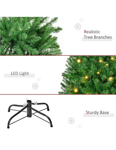HOMCOM 5FT Christmas Tree Warm White LED Light Holiday Home Decoration, Green
