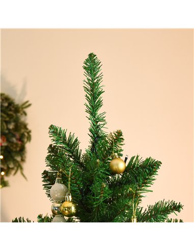 HOMCOM 5FT Christmas Tree Warm White LED Light Holiday Home Decoration, Green