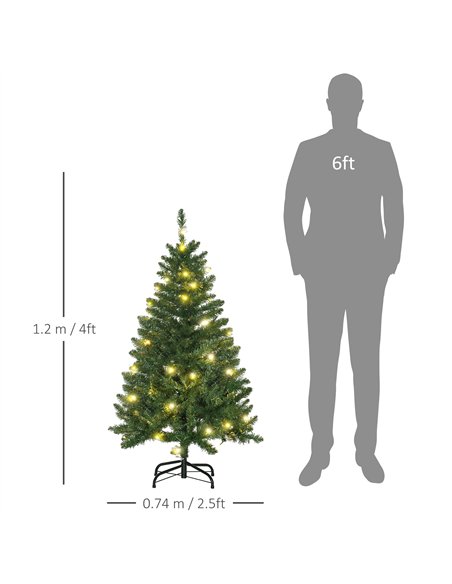 HOMCOM 4FT Christmas Tree Warm White LED Light Holiday Home Decoration, Green - pic 208631 | FastDaddyshop
