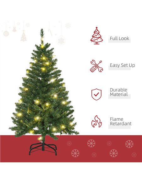 HOMCOM 4FT Christmas Tree Warm White LED Light Holiday Home Decoration, Green - pic 208632 | FastDaddyshop