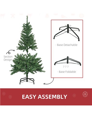 HOMCOM 4FT Christmas Tree Warm White LED Light Holiday Home Decoration, Green