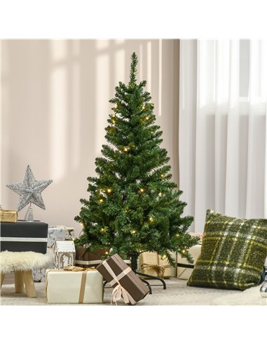HOMCOM 4FT Christmas Tree Warm White LED Light Holiday Home Decoration, Green